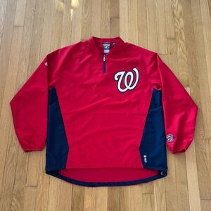 Washington Nationals Majestic Jacket Cool Base Authentics Large Red Windbreaker